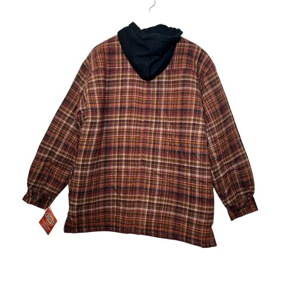 Dickies Men's L Flannel Plaid Jacket Coat Vintage Y2K Work Barn Hooded Lined NWT - Picture 2 of 12